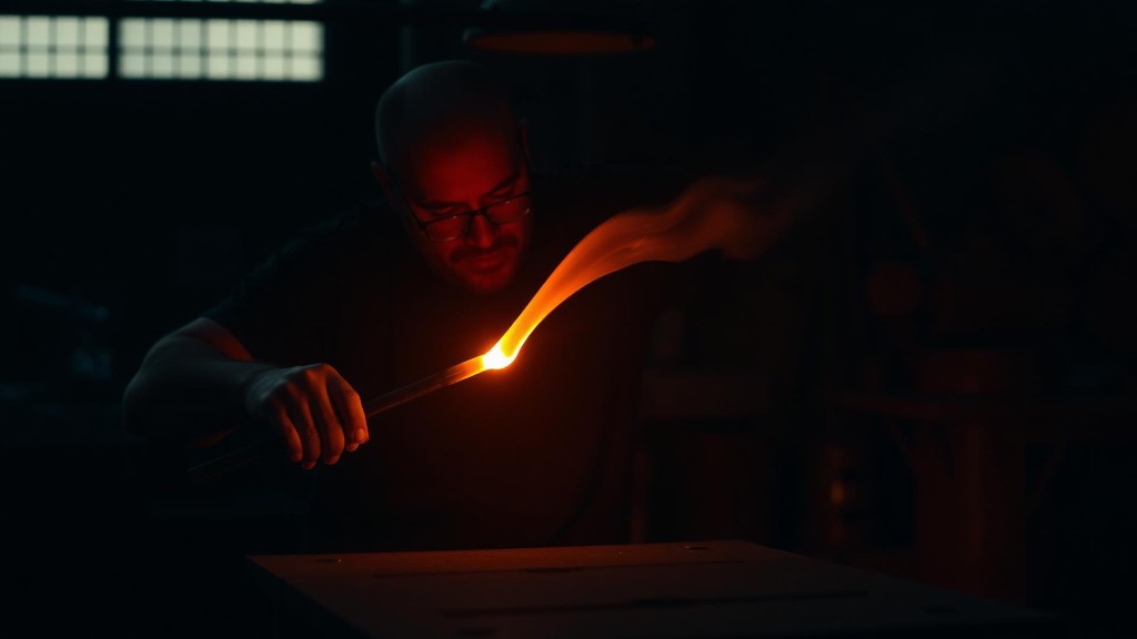 Al Amer Glass artisan shaping molten glass by hand